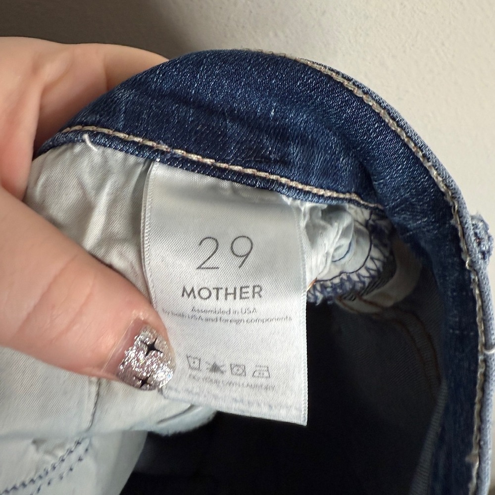 MOTHER Women's 29 Navy The Hustler Roller Sneak Bootcut Flare Denim Jeans Casual - Picture 6 of 7